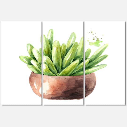 Designart - Succulent Flower In Terracotta Pot I - Traditional Canvas Wall Art Print